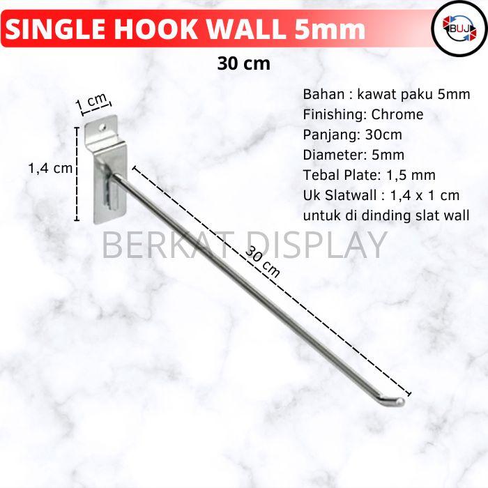SINGLE HOOK SLATWALL 5 MM 30 CM